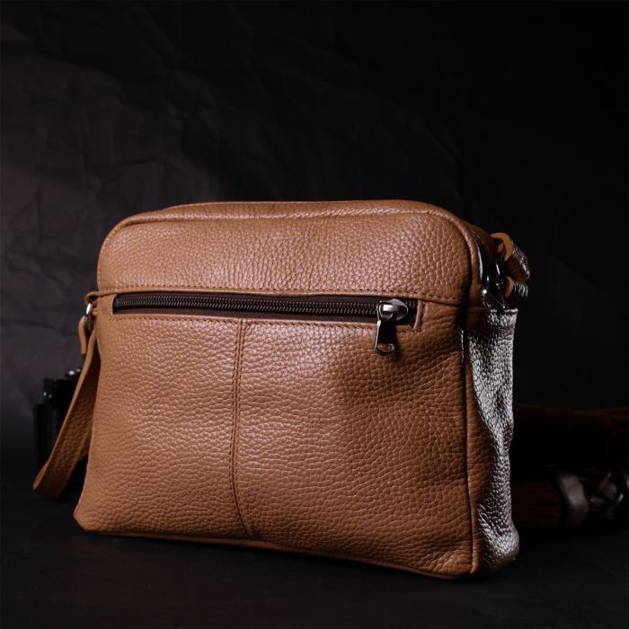 Сумка Grande Pelle Кросс-боди из натуральной кожи Бежевая (11652) изображение 9