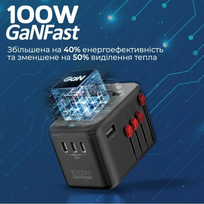 Зарядное устройство Promate tripmate-gan100 изображение 4