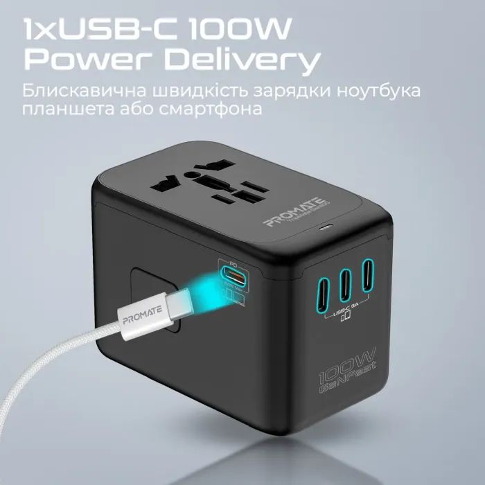 Зарядное устройство Promate tripmate-gan100 изображение 7