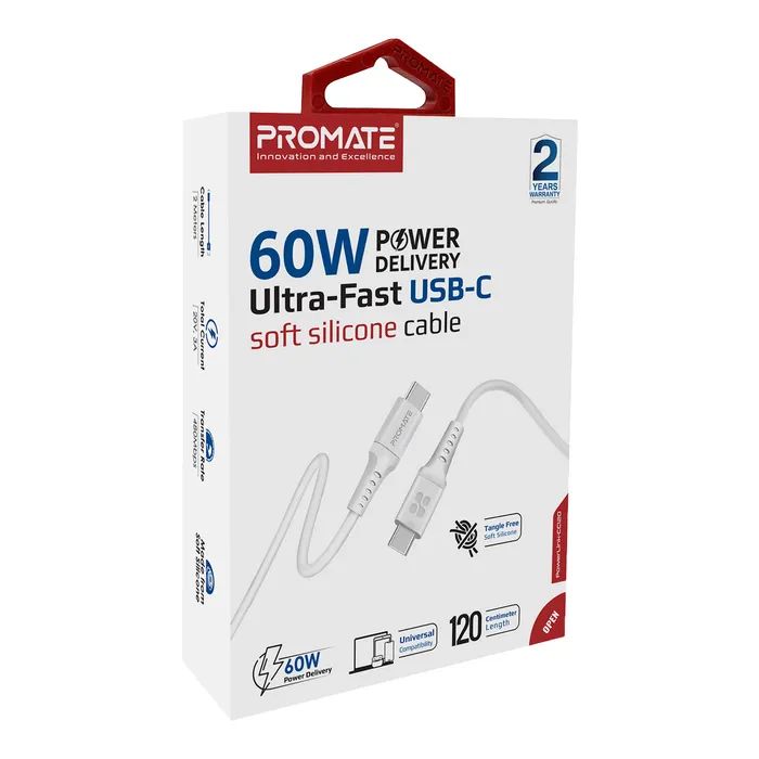 Дата кабель USB-C to USB-C powerlink-cc120.white Promate (powerlink-cc120.white) изображение 2