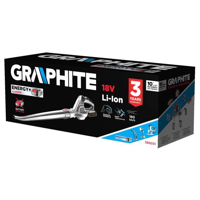 Повітродувка Graphite 18V Energy+, 190км/год, 1.2кг (без АКБ та ЗП) (58G031) зображення 8