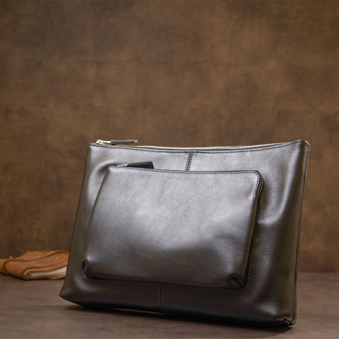 Сумка Grande Pelle Кожаная мужская Черная (11437) изображение 10