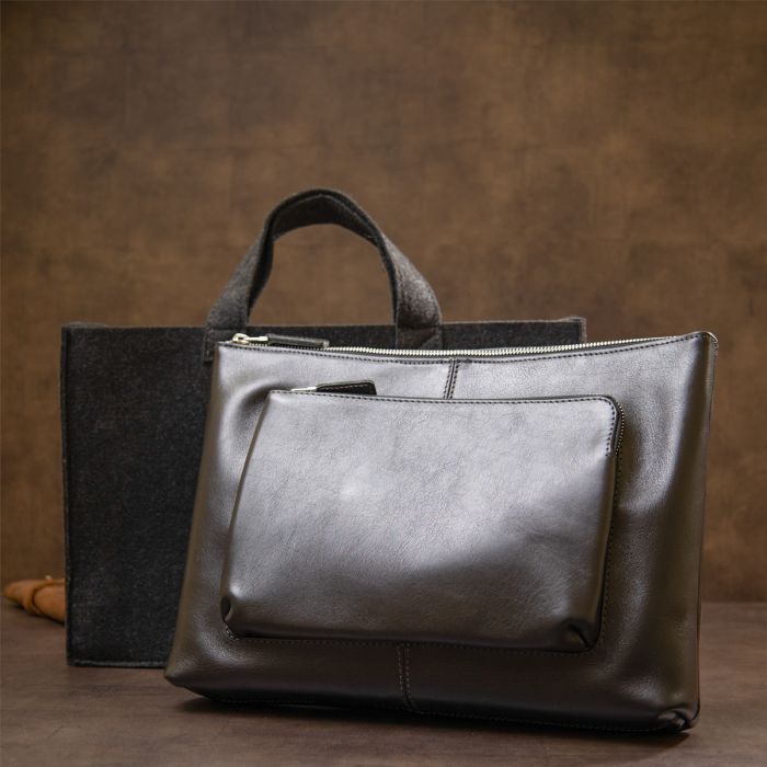 Сумка Grande Pelle Кожаная мужская Черная (11437) изображение 12