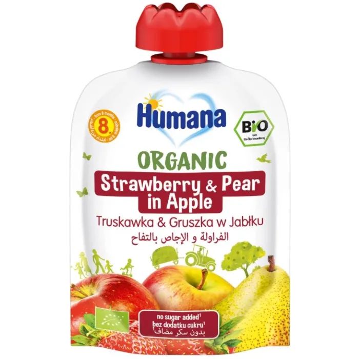 Дитяче пюре Humana Яблуко-Груша-Полуниця 90 г (4031244716064)