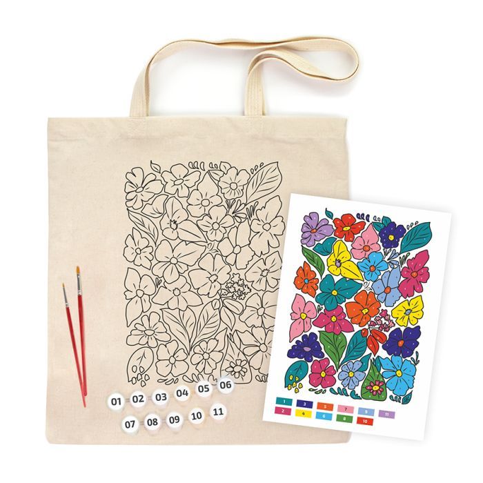 Набор для творчества Rosa Talent екосумка-розмальовка, Funny Flowers, 38х42 см (4823098543510) изображение 2