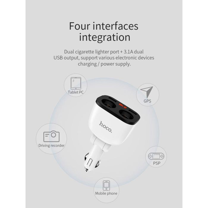Зарядное устройство HOCO HOCO Z28 Power ocean 2xUSB + display White (6957531091967) изображение 11