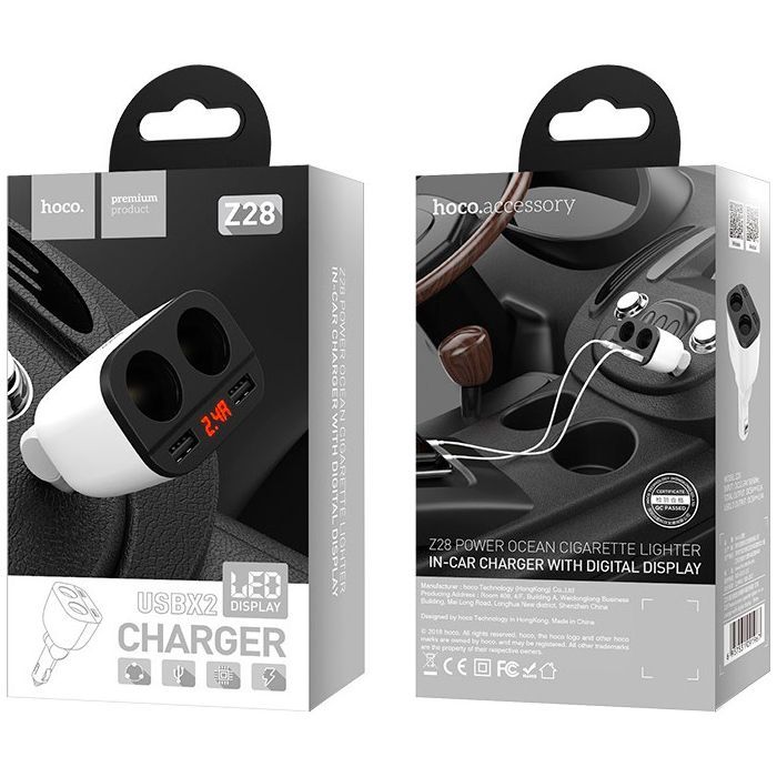 Зарядное устройство HOCO HOCO Z28 Power ocean 2xUSB + display White (6957531091967) изображение 7