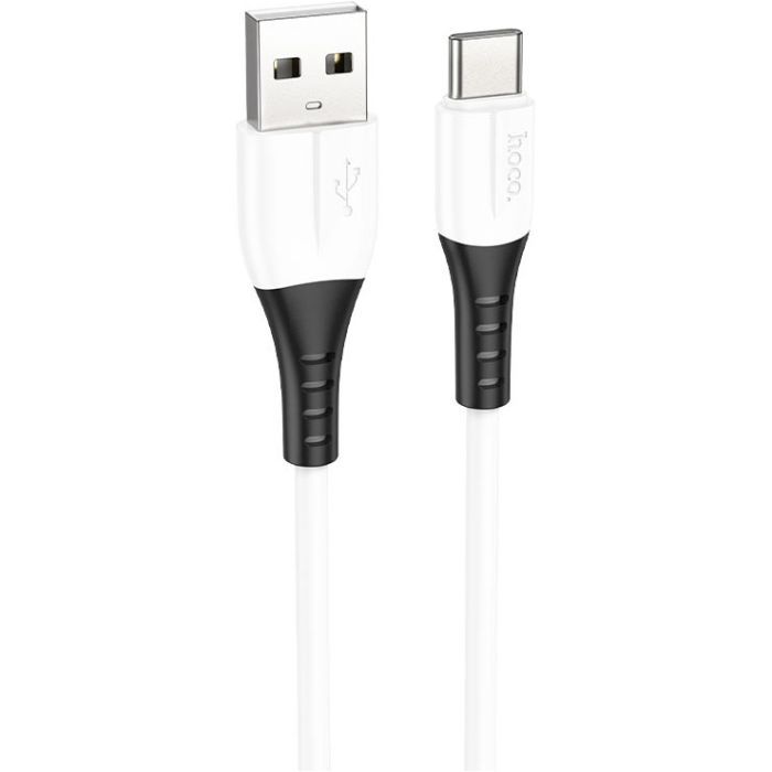 Дата кабель USB 2.0 AM to USB-C 1.0m 3A silicone X82 white HOCO (6931474768582) изображение 2