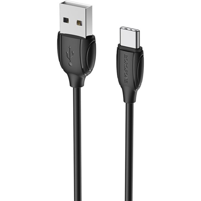 Дата кабель USB 2.0 AM to USB-C 1.0m 3A PVC BX19 black BOROFONE (6931474701794)