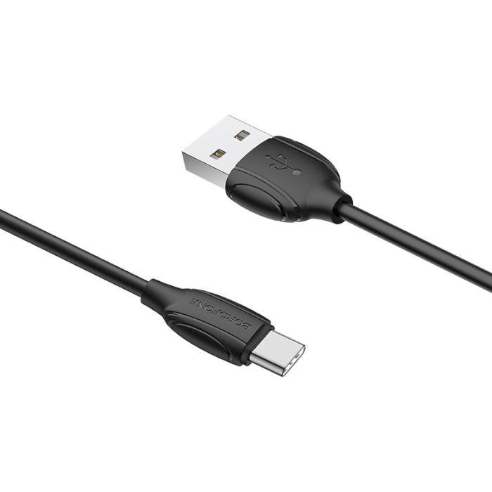 Дата кабель USB 2.0 AM to USB-C 1.0m 3A PVC BX19 black BOROFONE (6931474701794) изображение 2