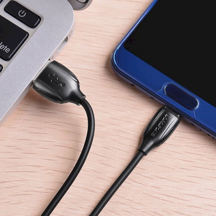 Дата кабель USB 2.0 AM to USB-C 1.0m 3A PVC BX19 black BOROFONE (6931474701794) изображение 3