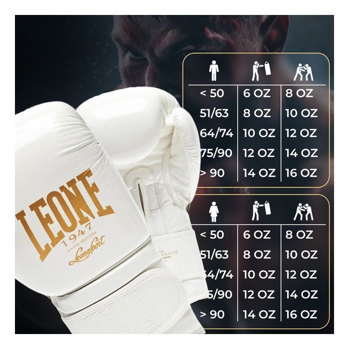 Боксерські рукавички Leone GN059W White/Gold 16 унцій (GN059W_White_16oz) зображення 10
