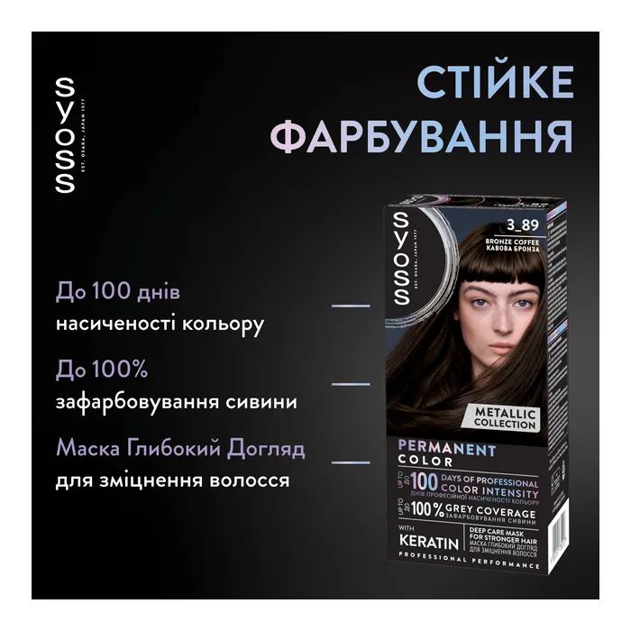 Фарба для волосся Syoss BL Permanent Coloration 3-89 - Кавова бронза (9000101732207) зображення 3