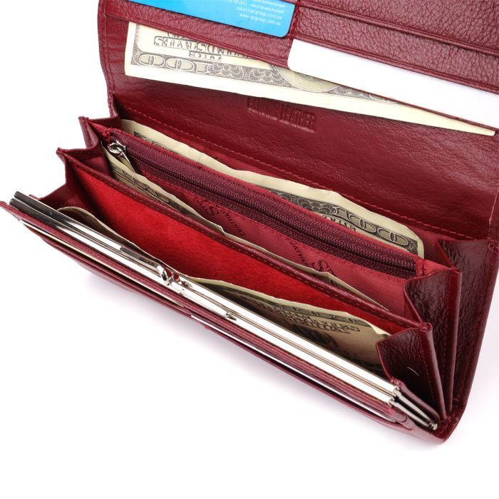 Гаманець ST Leather З натуральної шкіри Бордовий (23065) зображення 8