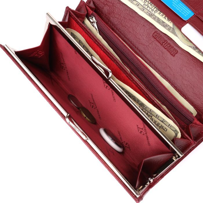 Гаманець ST Leather З натуральної шкіри Бордовий (23065) зображення 9
