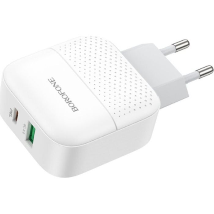 Зарядний пристрій BOROFONE BA46A USB-C PD + USB QC3.0 18W white (6931474727343) > ціни в Києві та Україні Зарядний пристрій BOROFONE BA46A USB-C PD + USB QC3.0 18W white (6931474727343)