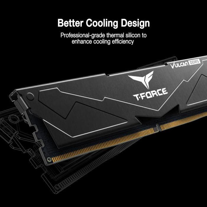 Модуль памяти для компьютера DDR5 32GB (2x16GB) 6000 MHz T-Force Vulcan Black Team (FLBD532G6000HC38JDC01) изображение 4