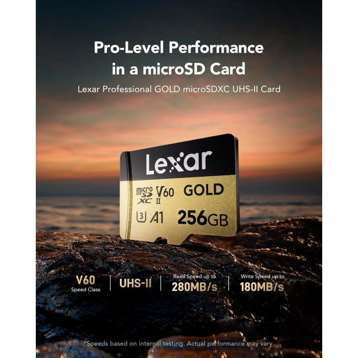 Карта памяти Lexar 256GB microSDXC class 10 UHS-II U3 V60 A1 Professional Gold (LMSGOLD256G-BNNNG) изображение 3