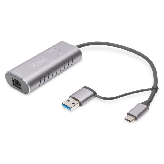 Переходник USB-C + USB 3.0 to RJ45 2500Mbps Ethernet Digitus (DN-3028)