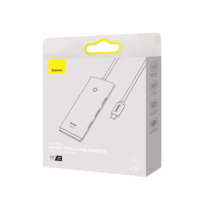 Концентратор Baseus USB-C to 4xUSB 3.0 1.0m black (WKQX030401) изображение 5