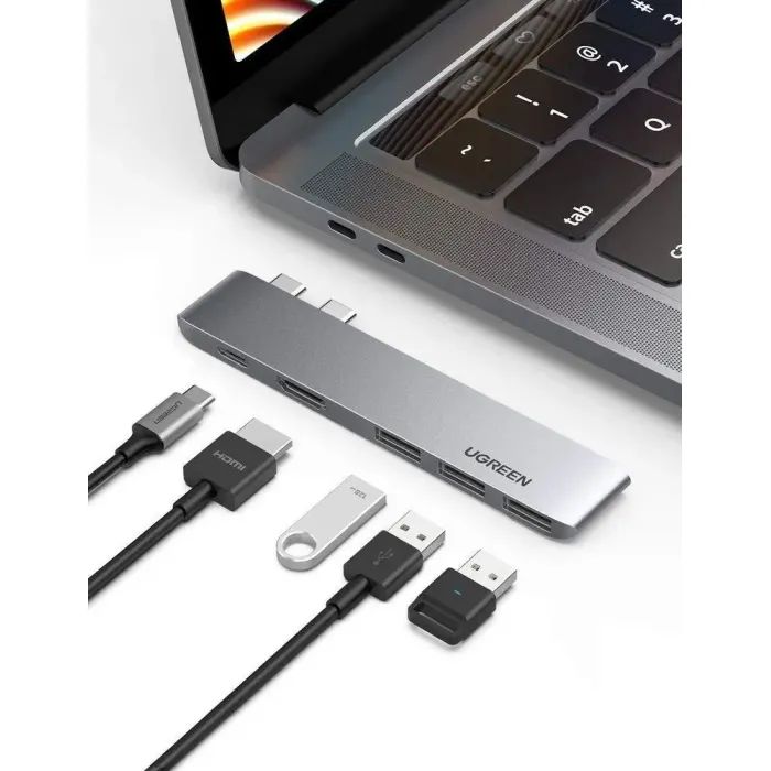 Концентратор UGREEN 2xUSB-C to 3xUSB 3.0 + HDMI + USB-C CM251 gray (60559) изображение 3