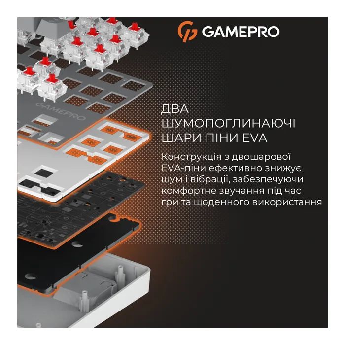 Клавіатура GamePro Genesis Metallic MK110G Outemu Red Switch USB UA Gray (MK110G) зображення 10