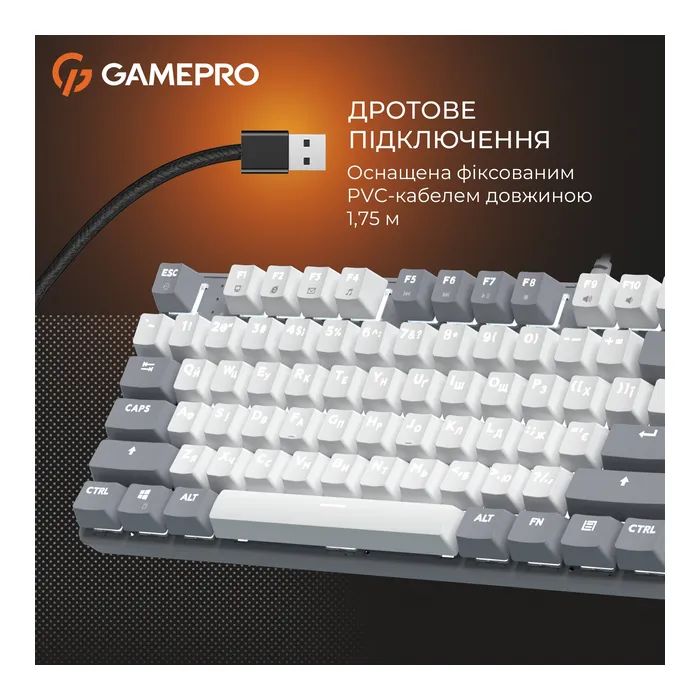 Клавіатура GamePro Genesis Metallic MK110G Outemu Red Switch USB UA Gray (MK110G) зображення 8