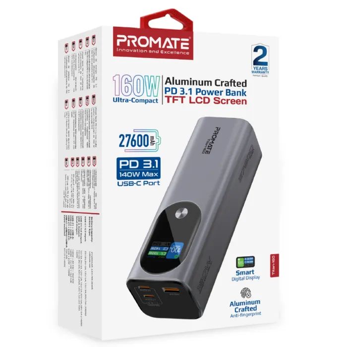 Батарея універсальна Promate 27600mAh PD3.1/140W (titan-160) зображення 2
