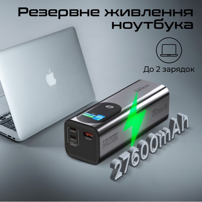 Батарея універсальна Promate 27600mAh PD3.1/140W (titan-160) зображення 3
