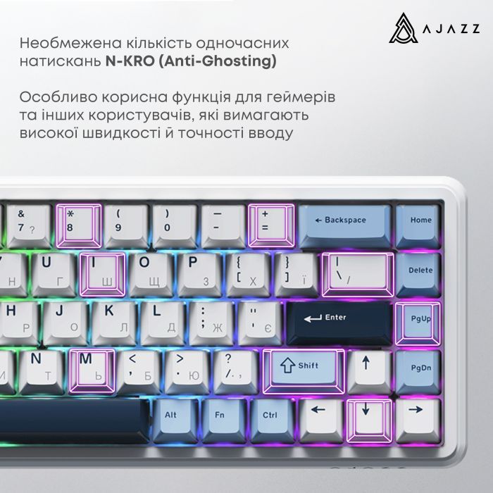 Клавіатура Ajazz AK680 MAX Magnetic Switch RGB USB White (AK680-M-BWD-AW) зображення 6
