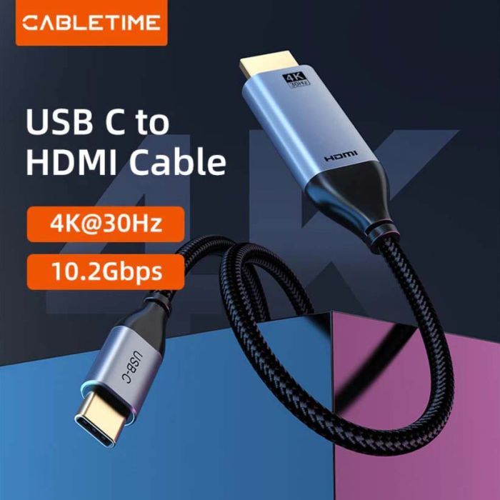 Кабель мультимедійний USB-C to HDMI M 3.0m V1.4 4K30Hz Cabletime (CA915378) зображення 3