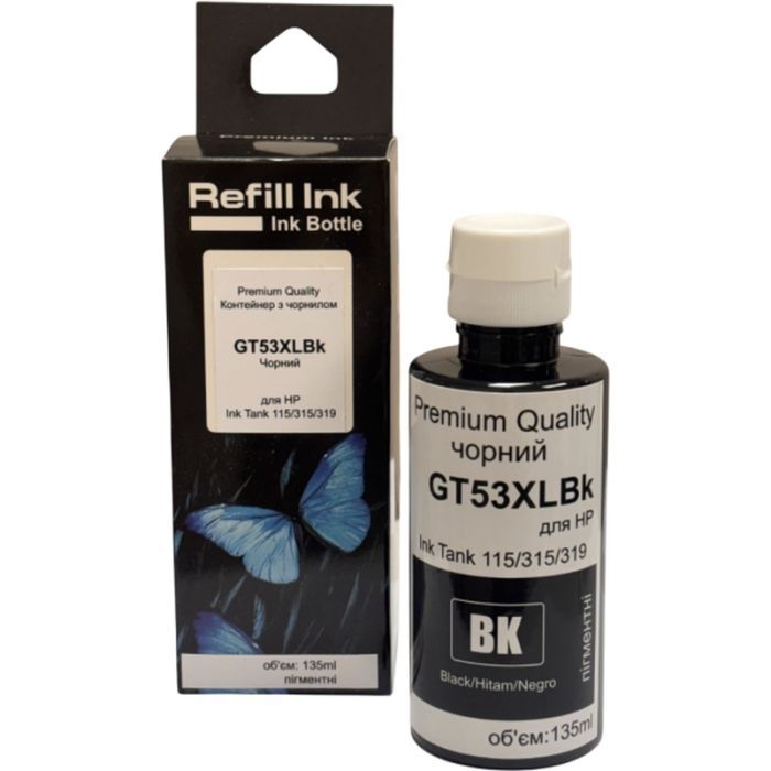 Чернила Premium Quality HP GT53XLBk 135 ml, Jet Ink Tank 115/315/319 (70265159)