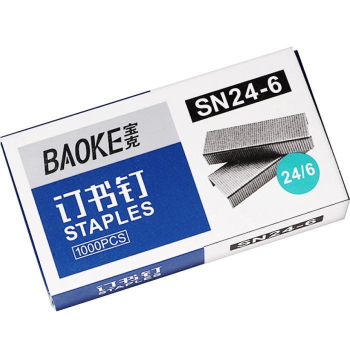 Скобы для канцелярского степлера Baoke №24/6, 1000 шт, 10 упаковок (SN24/6)