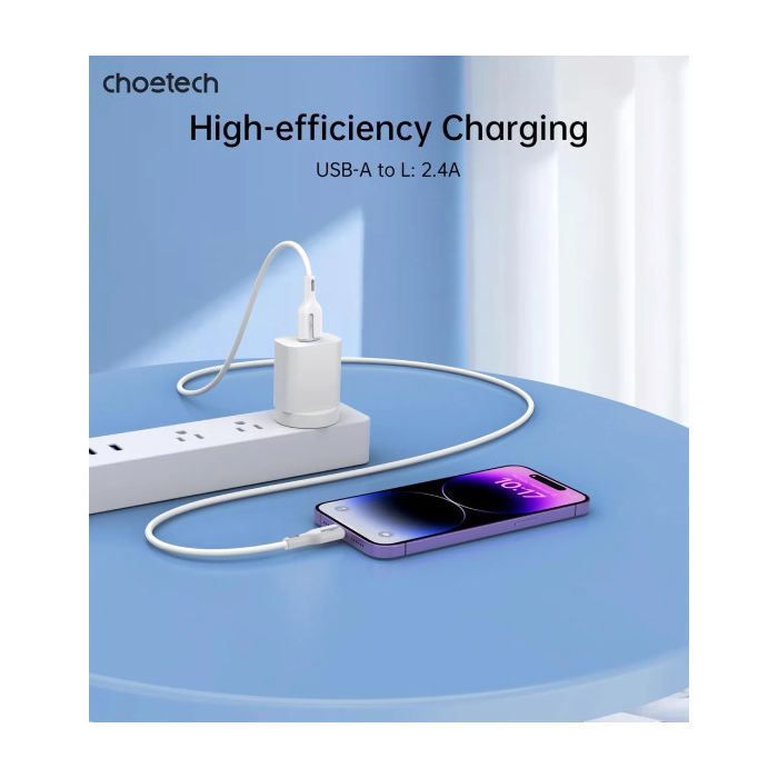 Дата кабель USB 2.0 AM to Lightning 1.0m 2.4A black Choetech (XAL-0003-BK-V2) изображение 6