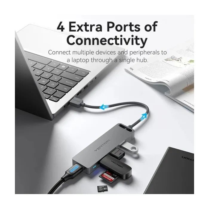 Концентратор Vention USB 3.0 to 4xUSB 3.0 0,15m black (CHLBB-SCB2) изображение 4