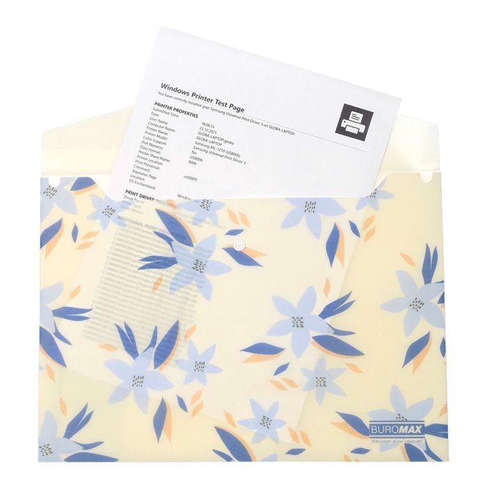 Папка - конверт Buromax А4 на кнопці, MYOSOTIS ARABESKI, напівпрозора, маренго (BM.3943-53) зображення 2