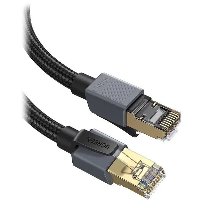 Патч-корд 3м F/FTP cat 8 RJ-45 black 40Gbps 2000MHz Ugreen (85629) изображение 2
