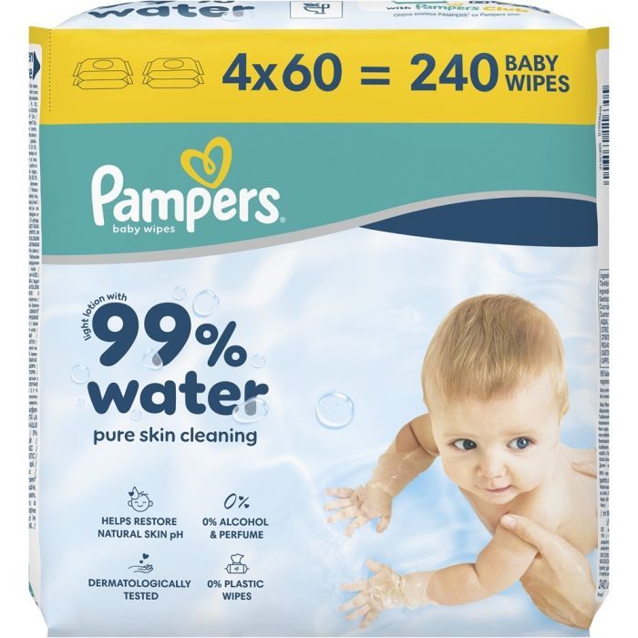 Детские влажные салфетки Pampers 99 Water, 240 шт (8006530116305) изображение 2