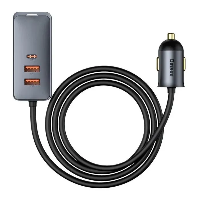 Зарядное устройство Baseus 2xUSB-C + 2xUSB 120W + extension cord gray (CCBT-A0G) изображение 4