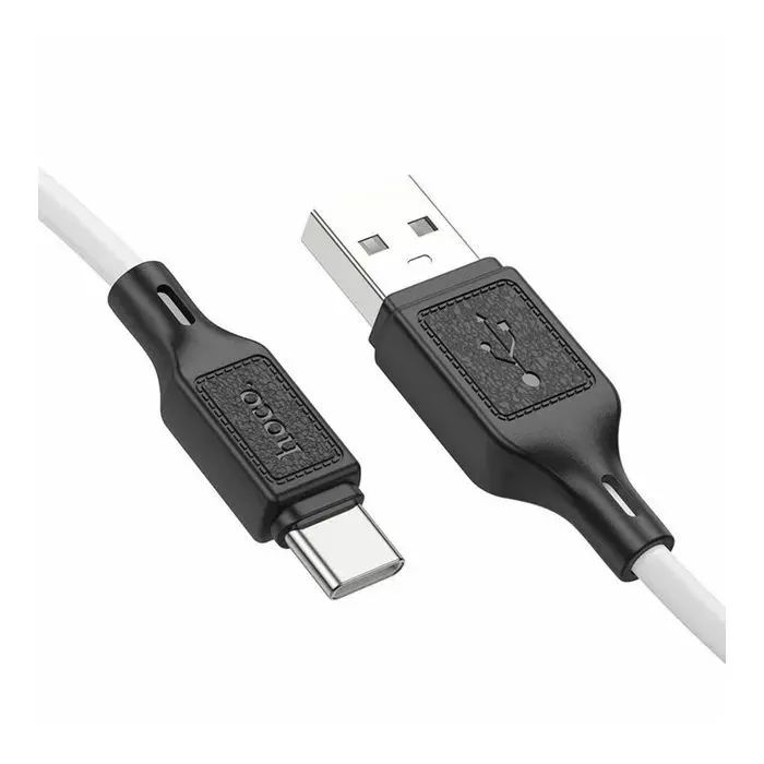 Дата кабель USB 2.0 AM to USB-C 1.0m silicone X90 Cool white HOCO (6931474788450) изображение 2