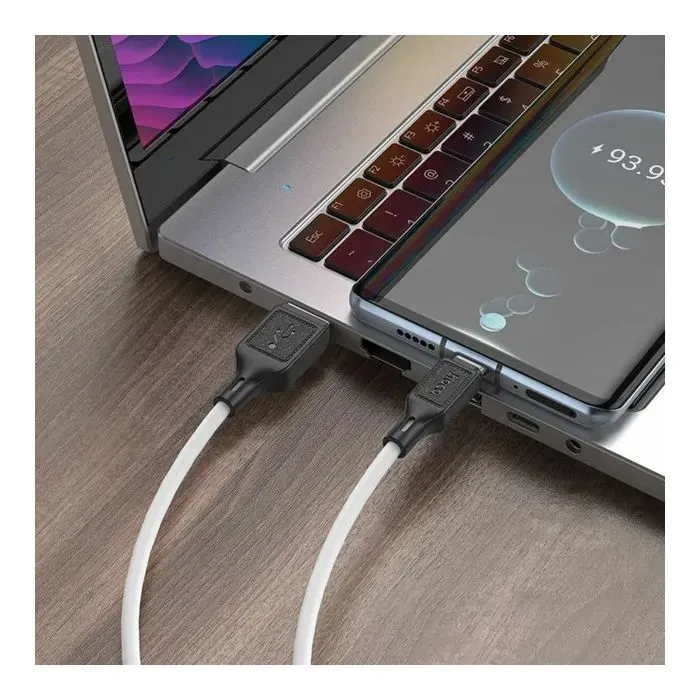 Дата кабель USB 2.0 AM to USB-C 1.0m silicone X90 Cool white HOCO (6931474788450) изображение 3