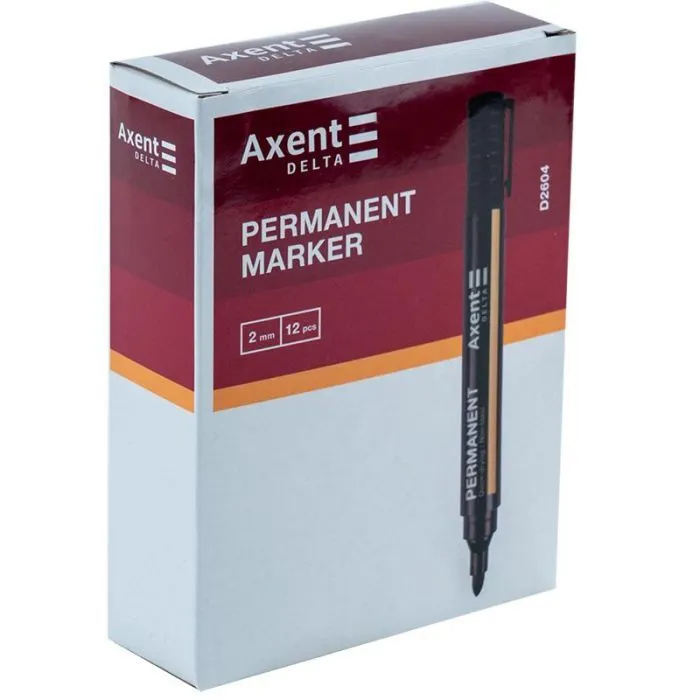 Маркер Axent Permanent D2604 Standard, 2 мм круглый черный (D2604-01) изображение 2