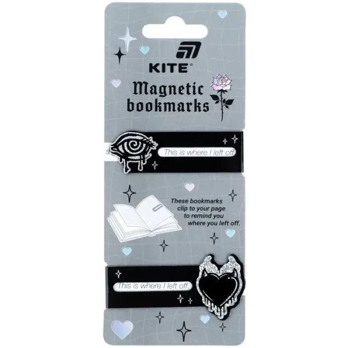 Закладки для книг Kite набор магнитных закладок-индикаторов Noir (K26-496-2)