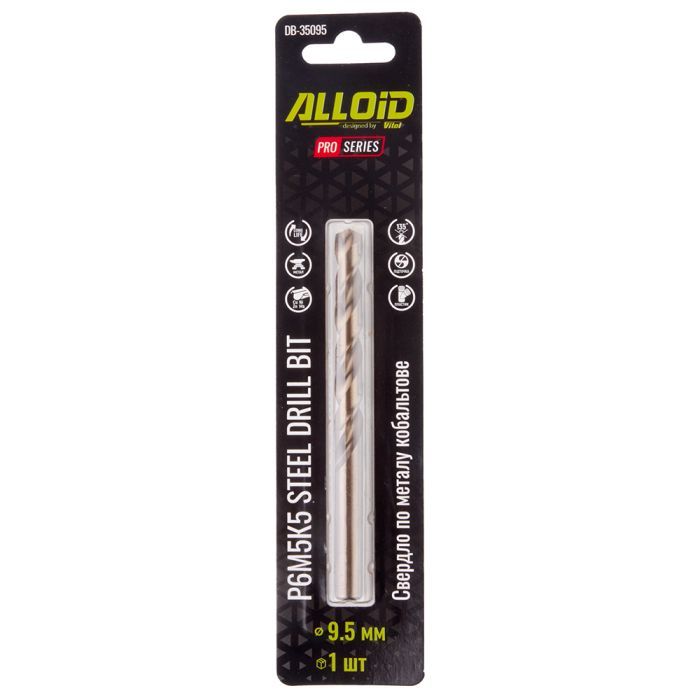 Сверло Alloid Pro, по металлу, кобальтовое, 8.0мм, Р6М5К5 (DB-35080) изображение 2