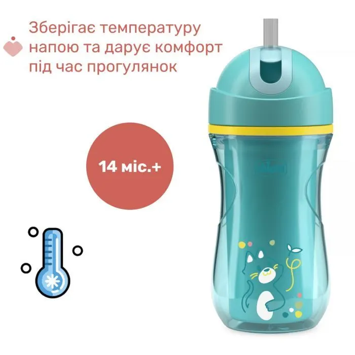 Поїльник-непроливайка Chicco Sport Cup 266 мл. від 14 місяців (бірюзова) (06991.25) зображення 3
