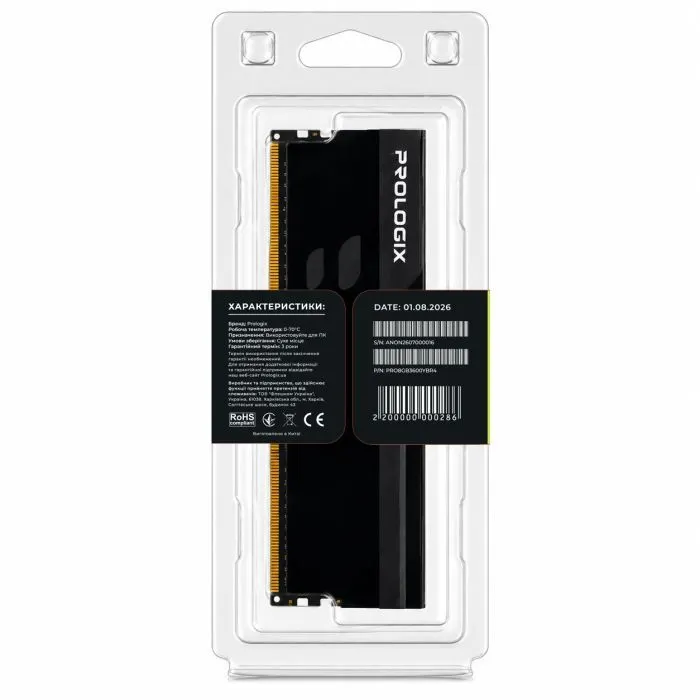 Модуль памяти для компьютера DDR4 8GB 3600 MHz Onyx Black RGB Prologix (PRO8GB3600YBR4) изображение 5