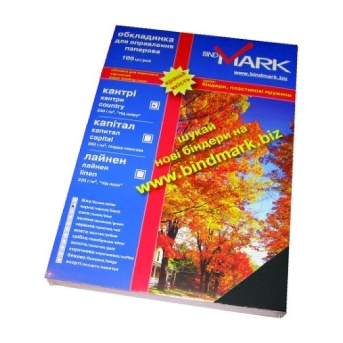 Обложка для переплета bindMARK карт. Кантри А4 230г/м2 (100 шт.) черная (41702)