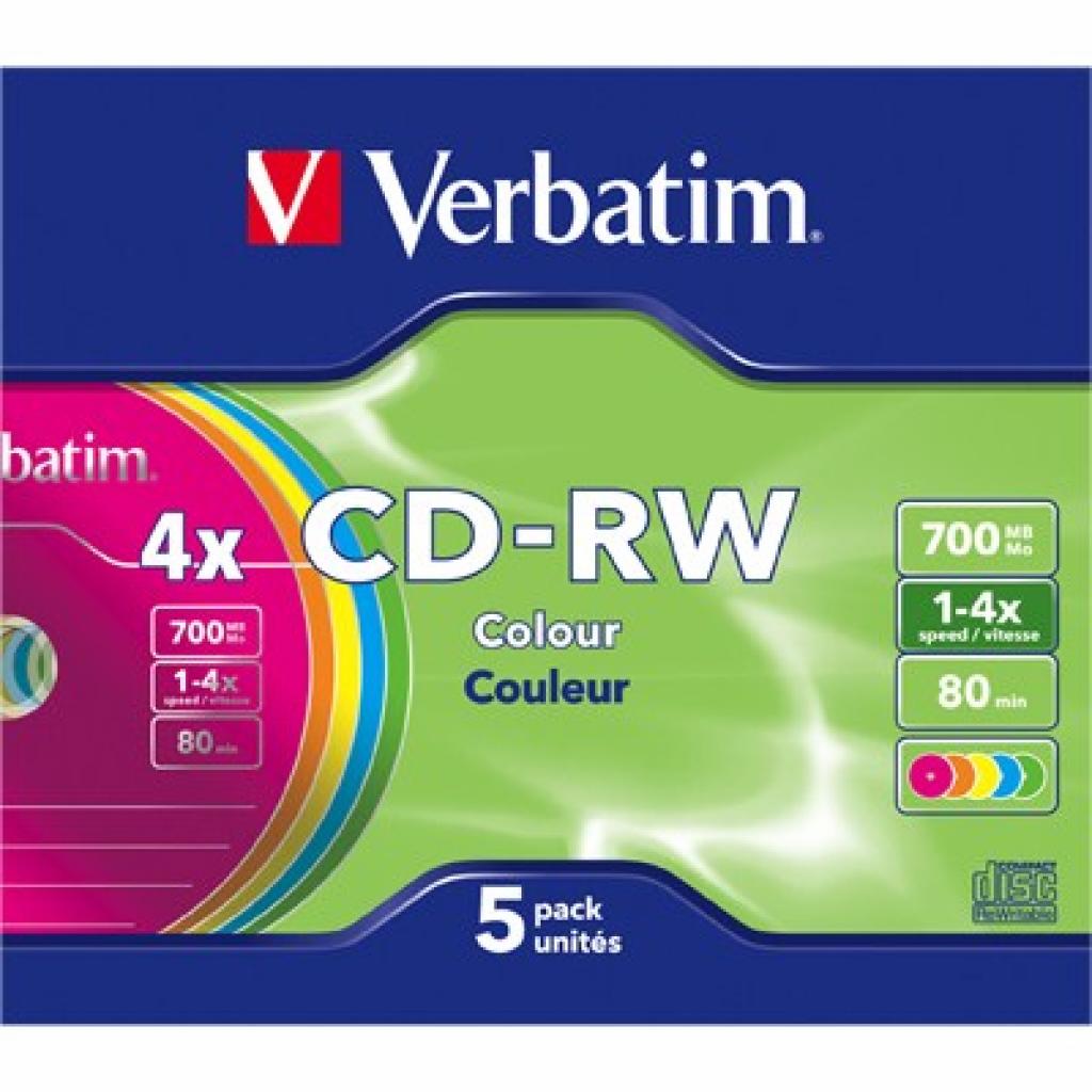 Диск CD Verbatim 700Mb 4X SlimBox 5шт Color/SERL (43133)
