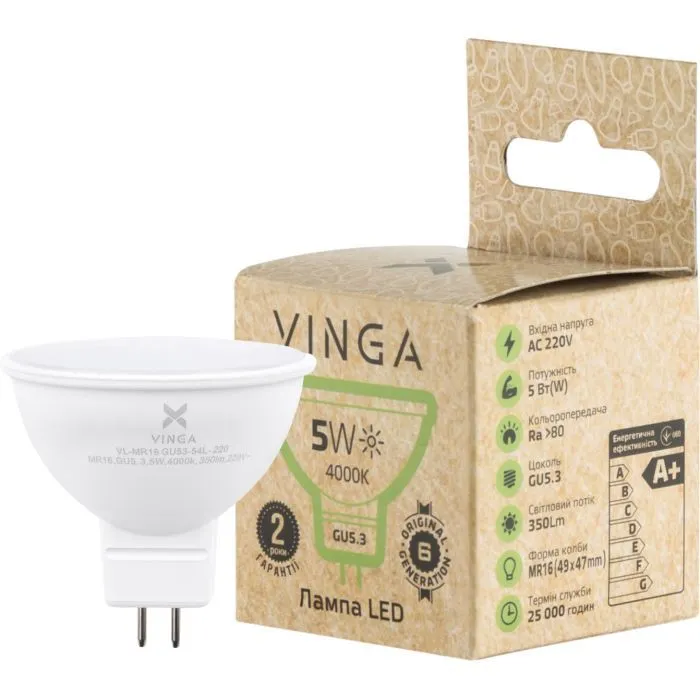 Лампочка Vinga VL-MR16GU53-54L-220 изображение 3