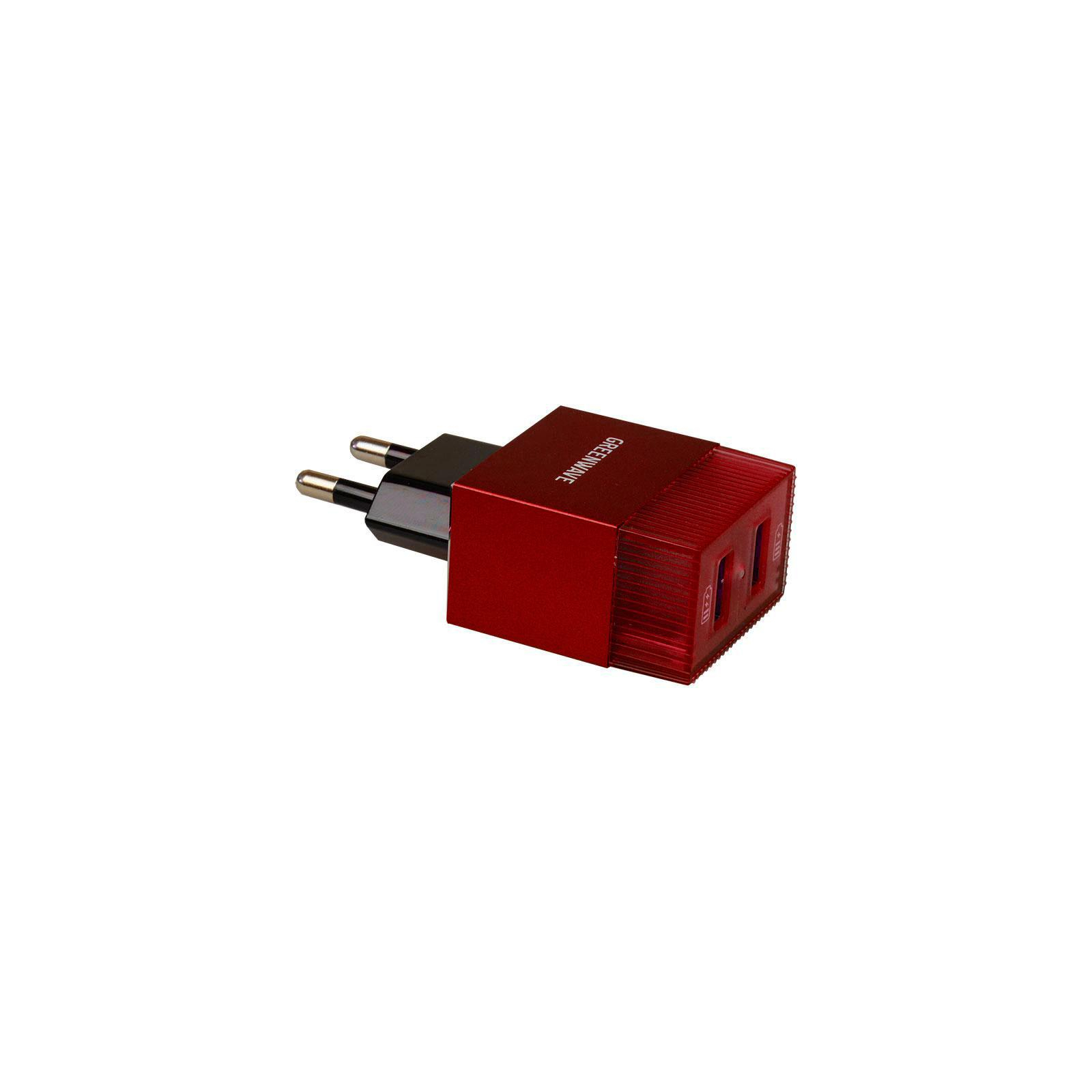 Зарядний пристрій Greenwave 2*USB 5V/2.4A (CH-TC-224L red) зображення 2